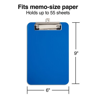 Staples Plastic Clipboards, Memo Size, Translucent Blue/Translucent Black, 2/Pack (21423)