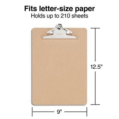 Staples Hardboard Clipboards, Letter Size, Natural Brown, 3/Pack (44291)