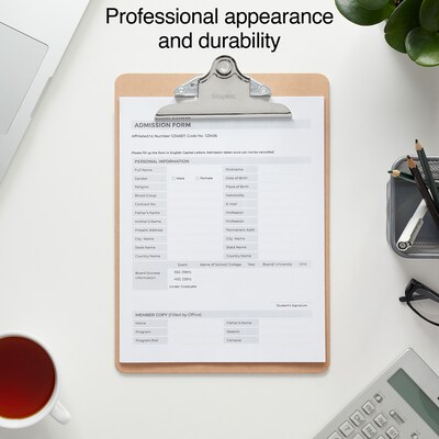Staples® Hardboard Clipboard, Letter Size, Natural Brown, 3/Pack (ST44291-CC)