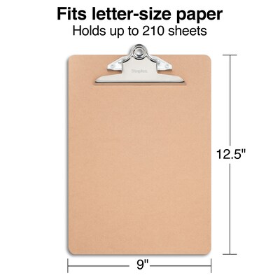 Staples Hardboard Clipboard, Letter, Brown (44290)