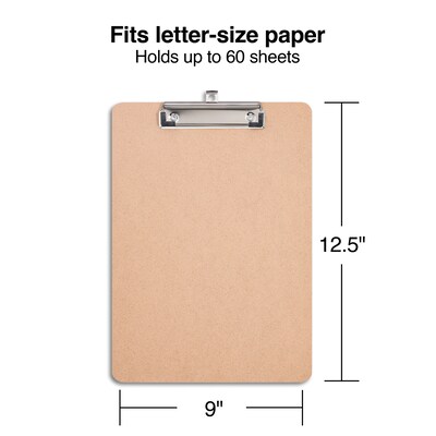 Staples® Hardboard Clipboard, Letter Size, Natural Brown (ST44292-CC)