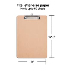 Staples Hardboard Clipboard, Letter Size, Brown (44292)