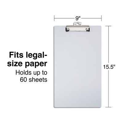 Staples Aluminum Clipboard, 9"x15.5", Legal Size, Silver (28524)