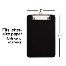 Staples Plastic Clipboards, Letter Size, Black, 6/Pack (23143)