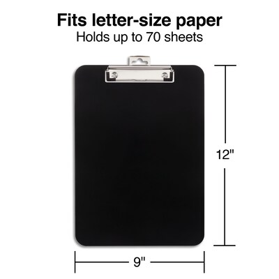 Staples® Plastic Clipboards, Letter Size, 9"x 12", Black, 2/Pack (10530)