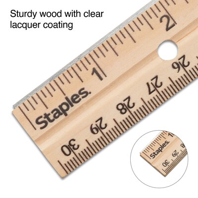 Staples 12" Wooden Imperial/Metric Ruler (51891)