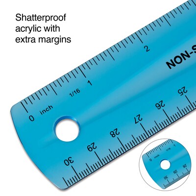 Westcott Shatterproof Plastic Ruler, 6 Inches, Transparent (45016)