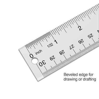 Staples 12" Acrylic Standard Imperial/Metric Scales Ruler, Clear (51882-CC)