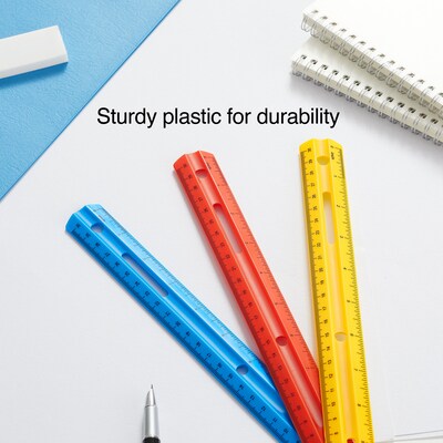 Staples 12" Plastic Ruler, Assorted Colors (51884)