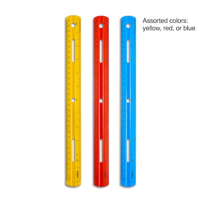 Sparco Standard Plastic Ruler 12 Long Holes for Binders Clear 01488