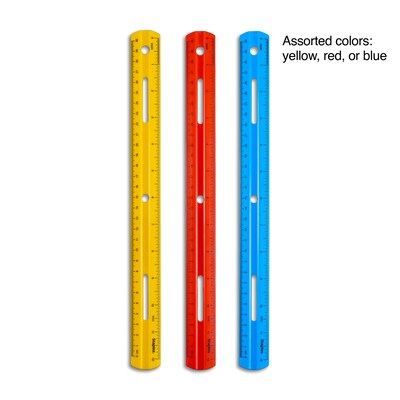 Sparco Standard Plastic Ruler 12 Long Holes for Binders Clear 01488