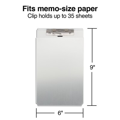 Quill Brand® Aluminum Clipboard, Memo, Silver, 10 x 6-1/4 x 1-1/8, 1/Pk