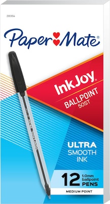 Paper Mate InkJoy 50ST Ballpoint Pen, Medium Point, Black Ink, Dozen (2013154)