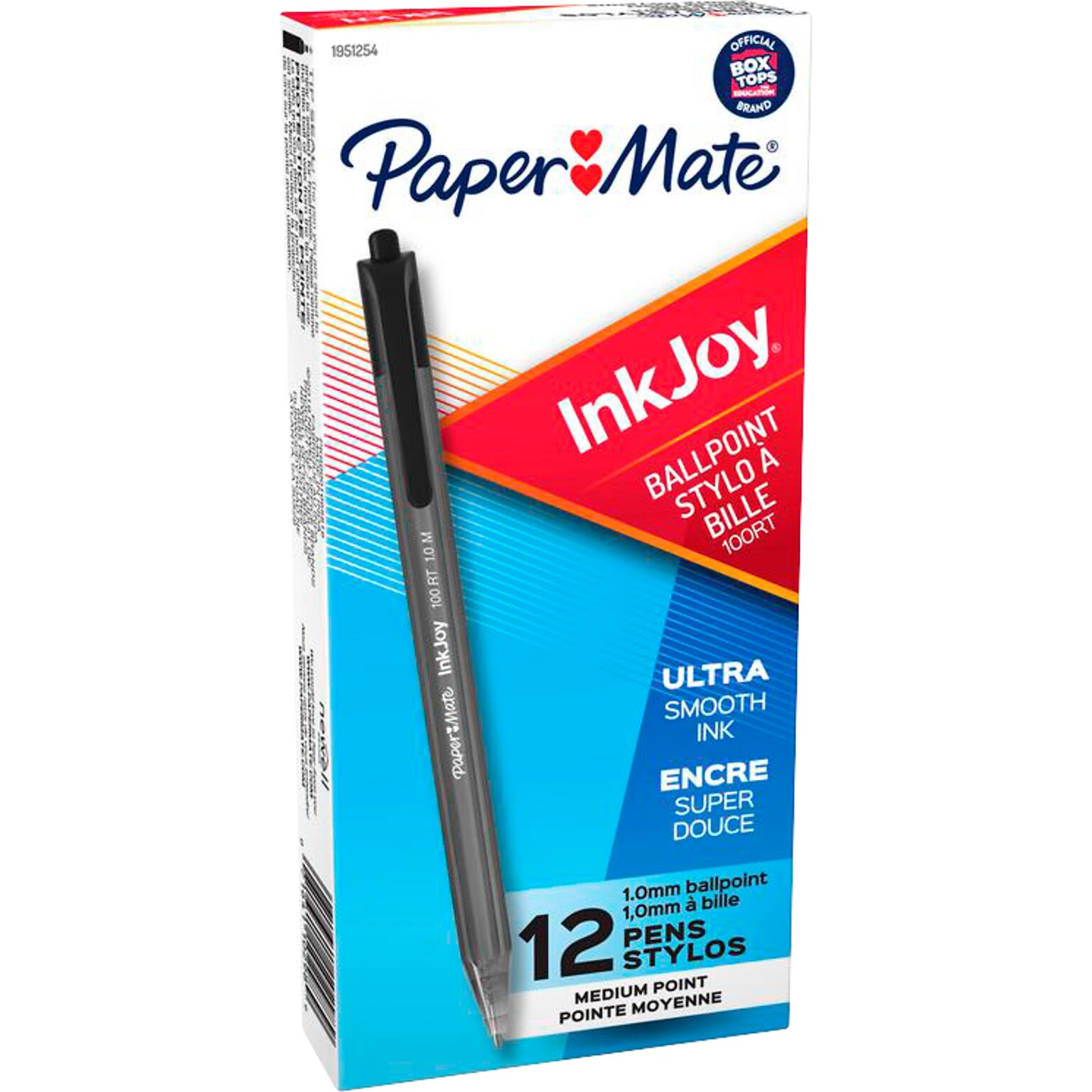 Paper Mate InkJoy 100RT Retractable Ballpoint Pen, Medium Point, Black Ink, Dozen (1803472)