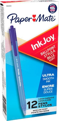 Paper Mate InkJoy 100 RT Retractable Ballpoint Pen, Medium Point, Blue Ink, Dozen (1803473)