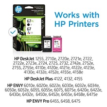 HP 67XL/67 Black High Yield and Tri-Color Standard Yield Ink Cartridge, 2/Pack (3YP30AN#140)