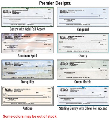 Custom 3-On-A-Page Business Size Checks, Side-Tear Voucher, Premium Color, 1 Ply, 1 Color Printing,