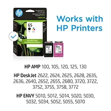 HP 65 Tri-Color Standard Yield Ink Cartridge, 2/Pack