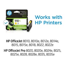 HP 910XL Yellow High Yield Ink Cartridge (3YL64AN#140), print up to 825 pages