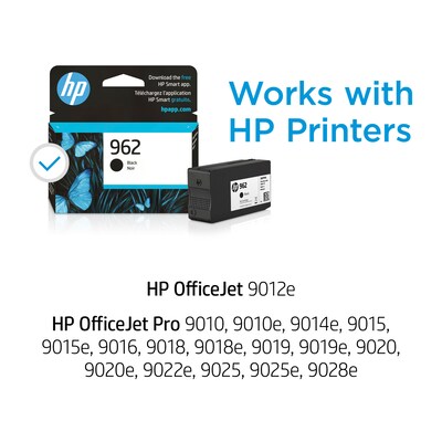 HP 962 Black Standard Yield Ink Cartridge (3HZ99AN#140),  print up to 700 pages