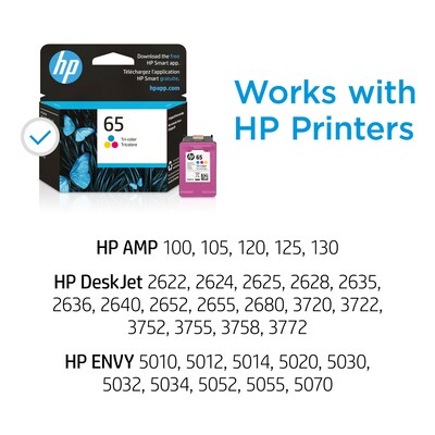 HP 65 Tri-Color Standard Yield Ink Cartridge (N9K01AN#140)