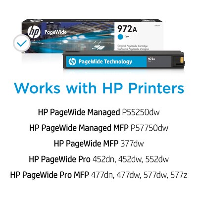 HP 972A Cyan Standard Yield Ink Cartridge (L0R86AN),  print up to 3000 pages