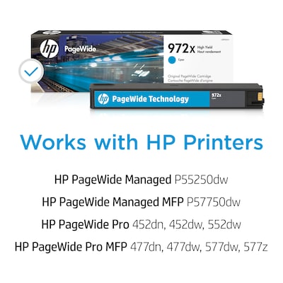 HP 972X Cyan High Yield Ink Cartridge (L0R98AN), print up to 7000 pages