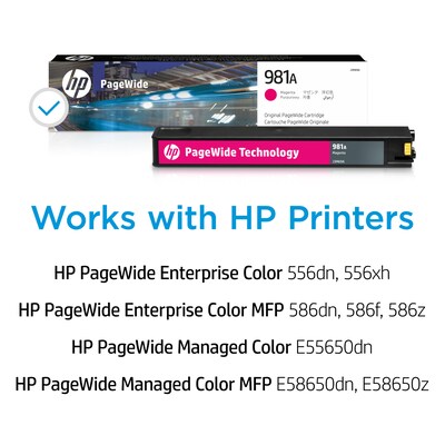 HP 981A Magenta Standard Yield Ink Cartridge, Prints Up to 6,000 Pages (J3M69A)