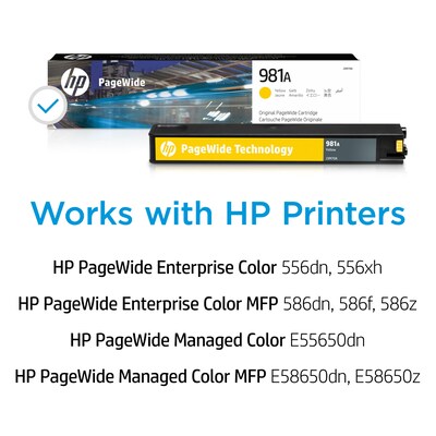 HP 981A Yellow Standard Yield Ink Cartridge, Prints Up to 6,000 Pages (J3M70A)