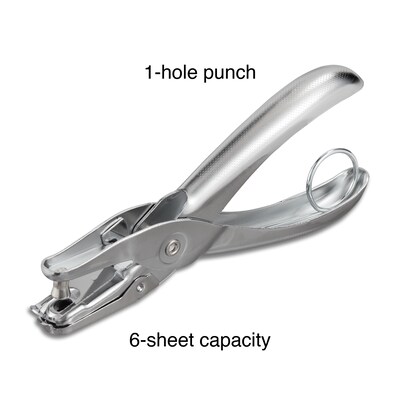 6mm Handheld 1-Hole Paper Punch, 1/4 Hole Size, 8 Sheets Capacity
