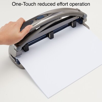 Staples One-Touch Adjustable Punch, 45 Sheet Capacity, Gray/Blue (20268/14824)