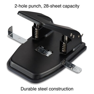 Swingline 40-Sheet Heavy-Duty Steel Two-Hole Punch, 1/4 Holes, Steel, Black/Chrome