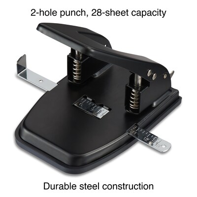 Staples® 10575-CC 2-Hole Punch, 28 Sheet Capacity, Black, 12/Carton (10575CT)