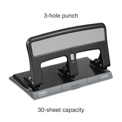 One-Touch® 30-Sheet Heavy-Duty 3-Hole Punch