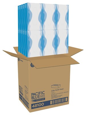 Pacific Blue Select Facial Tissue, 2-ply, 100 Tissues/Box, 30 Boxes/Carton (48100)