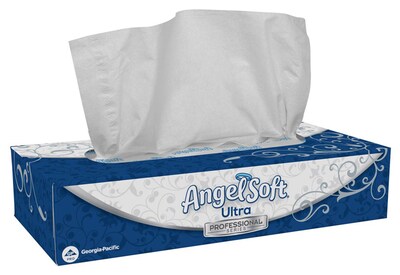 Angel Soft Ultra Professional Series Standard Facial Tissues, 2-Ply, 125 Sheets/Box, 10 Boxes/Pack (