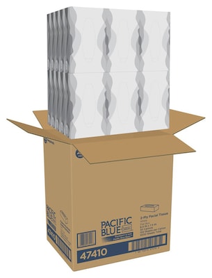 Pacific Blue Basic Facial Tissue, 2-ply, 100 Tissues/Box, 30 Boxes/Pack (47410)