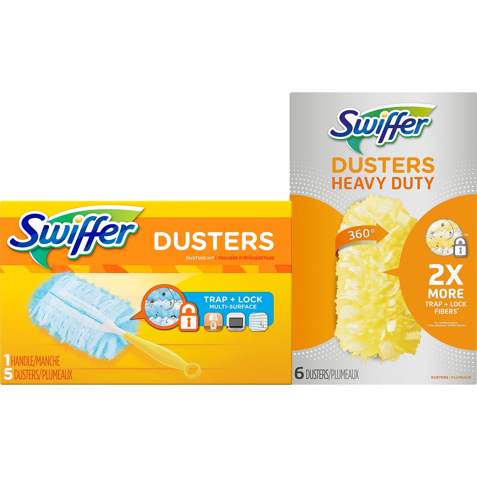 Swiffer Dusters Starter Blend Kit PLUS Heavy Duty Duster Cloth Refills, Yellow, 6/Pack