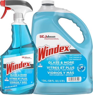 Windex Glass Cleaner with Ammonia-D Trigger Spray, 32 fl Oz. PLUS 128 Oz Refill