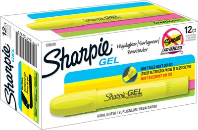 Sharpie® Accent Gel Highlighter, Bullet Tip, Yellow, 1 Dozen