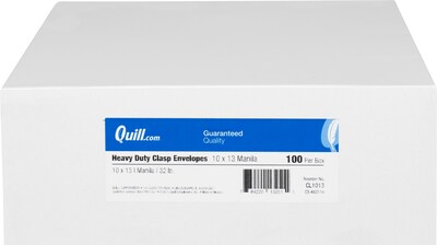 Quill Brand® Clasp Catalog Envelope, 10" x 13", Manila, 100/Box (CL1013)