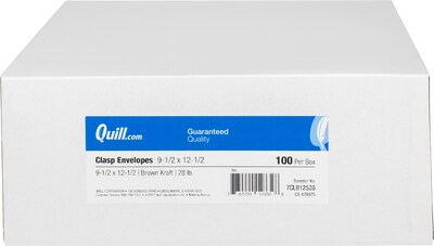 Quill Brand® Clasp Catalog Envelope, 9-1/2" x 12-1/2", Kraft, 100/Box (7CL912528)
