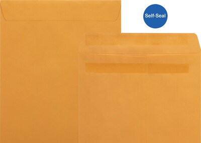 Quill Brand Easy Close Catalog Envelope, 9 x 12,Brown Kraft, 250/Box (PS91228B)