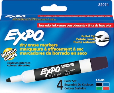 Expo Dry Erase Markers, Bullet Point, Assorted, 4/Pack (82074)