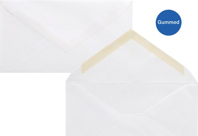 Quill Brand Gummed #6 3/4 Business Envelope, 3 5/8 x 6 1/2, White, 500/Box (69665 / 70692)