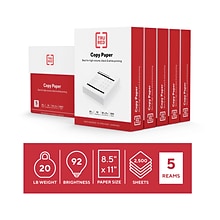 TRU RED™ 8.5 x 11 Copy Paper, 20 lbs., 92 Brightness, 500 Sheets/Ream, 5 Reams/Carton (TR56960)