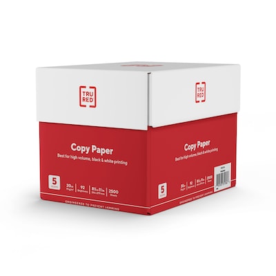 TRU RED™ 8.5" x 11" Copy Paper, 20 lbs., 92 Brightness, 500 Sheets/Ream, 5 Reams/Carton (TR56960)