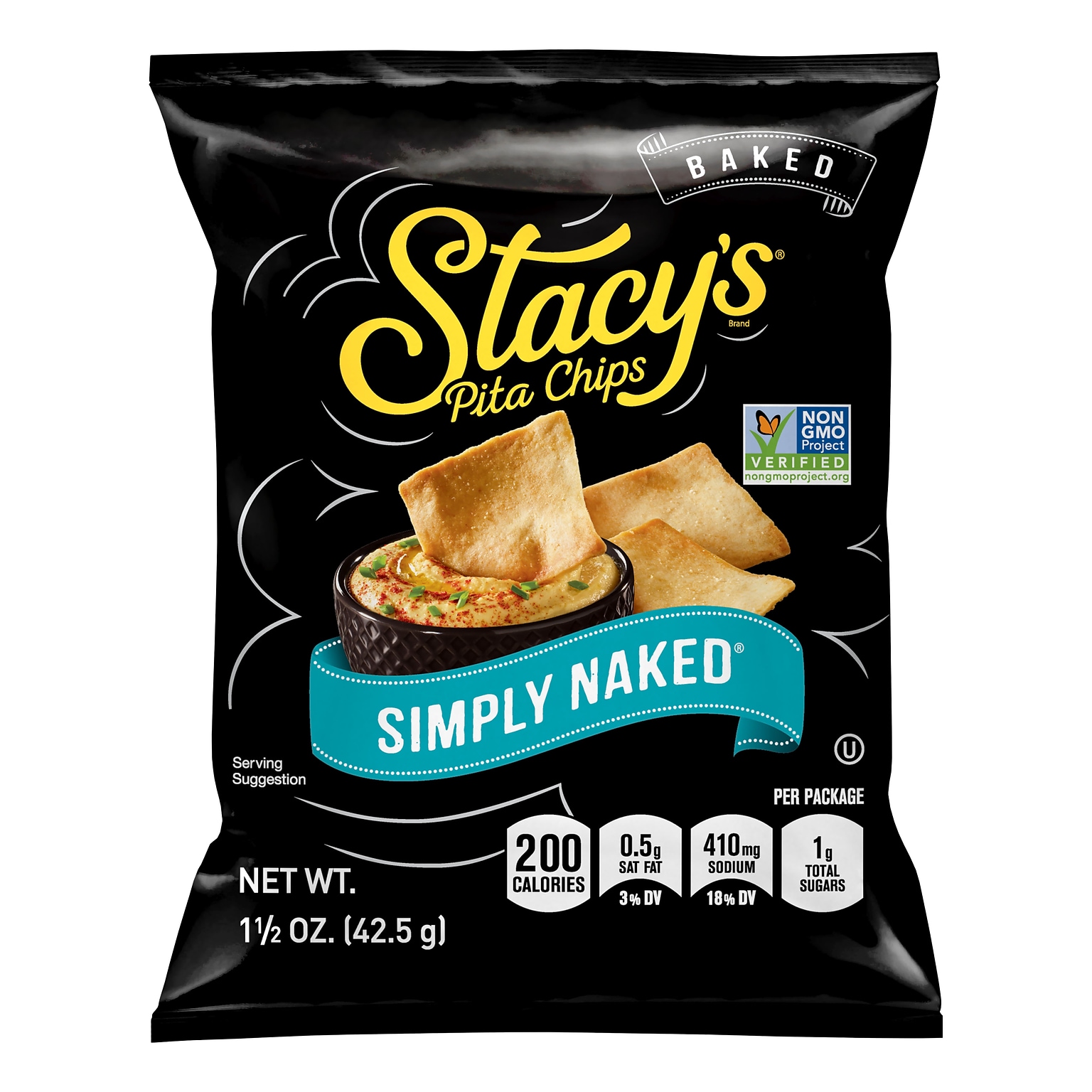 Stacys Simply Naked Sea Salt Pita Chips, 1.5 oz., 24 Bags/Pack (QUA49650)