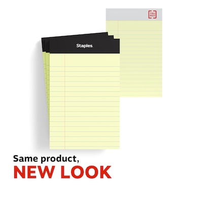 Staples® Mini Legal Notepad, 3 x 5, Narrow Ruled, Canary, 50 Sheets/Pad, 3/Pack (36312)