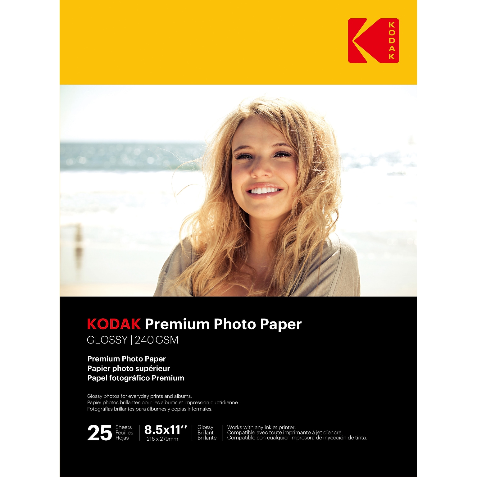 Kodak Premium Photo Paper Glossy Photo Paper, 8.5 x 11, 25 Sheets/Pack (41173)